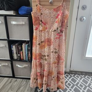 As U Wish Floral Maxi Dress - Pink and Orange